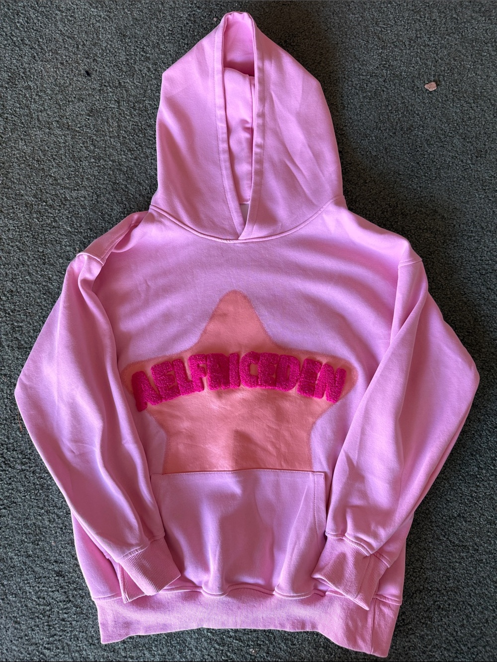 Aelfric Eden Pink Kids Star Hoodie with Bold Magenta Text